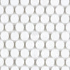 Close-up of the Thassos White (Greek) Penny-Round Mosaic Marble Polished-Honed, featuring evenly spaced round tiles, available at SurfacesGalore.