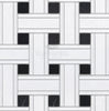 Thassos White (Greek) Triple - Weave (w/ Black) Mosaic Marble Polished - Honed - SurfacesGalorePolished