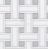 Thassos White (Greek) Triple - Weave (w/ Blue - Gray) Mosaic Marble Polished - Honed - SurfacesGalorePolished