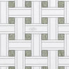 Thassos White (Greek) Triple - Weave (w/ Ming - Green) Mosaic Marble Polished - Honed - SurfacesGalorePolished