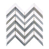 Thassos White Large Chevron (w/ Blue-Gray) Mosaic Marble Polished-Honed