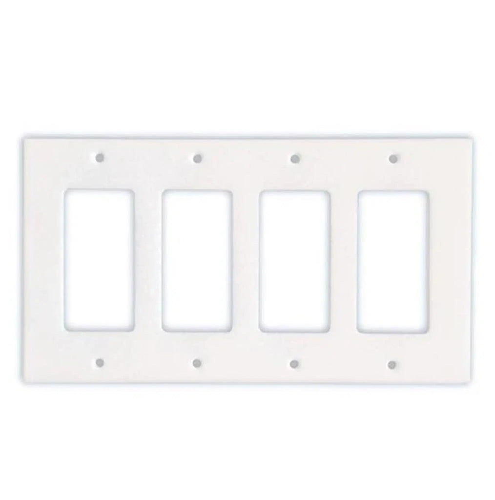 Thassos White Marble 4 Gang ROCKER Switch Wall Plate/Cover Plate/Switch Plate