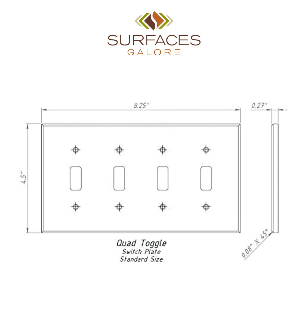 Thassos White Marble 4 Gang TOGGLE Switch Wall Plate/Cover Plate/Switch Plate