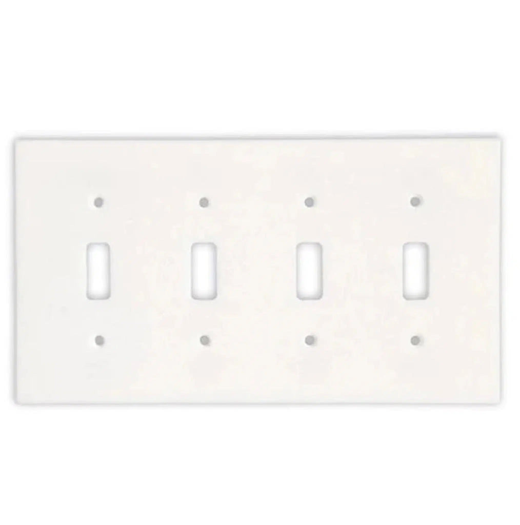 Thassos White Marble 4 Gang TOGGLE Switch Wall Plate/Cover Plate/Switch Plate