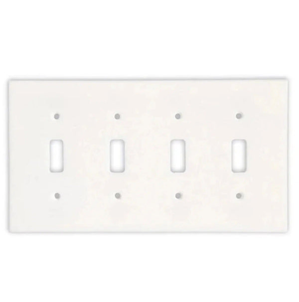 Thassos White Marble 4 Gang TOGGLE Switch Wall Plate/Cover Plate/Switch Plate