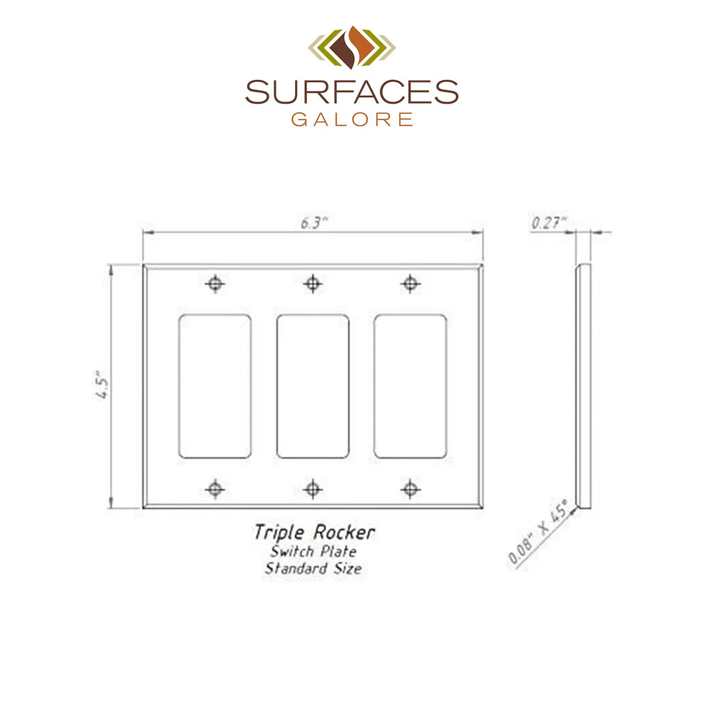 Thassos White Marble Triple ROCKER Plate Switch Wall Plate / Cover Plate / Switch