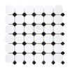 Thassos White Octagon (w/ Black) Mosaic Marble Polished-Honed