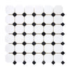 Thassos White Octagon (w/ Black) Mosaic Marble Polished-Honed