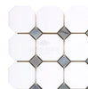 Thassos White Octagon (w/ Blue-Gray)Mosaic Marble Polished-Honed