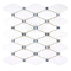 Thassos White Octave (Long Octagon) (w/ Blue-Gray) Mosaic Marble Polished-Honed