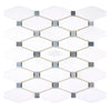 Thassos White Octave (Long Octagon) (w/ Blue-Gray) Mosaic Marble Polished-Honed