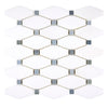 Thassos White Octave (Long Octagon) (w/ Blue-Gray) Mosaic Marble Polished-Honed