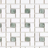 Thassos White Pinwheel Mosaic (w/ Ming-Green) Mosaic Marble Polished-Honed