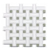 Thassos White Triple-Weave (w/ Ming-Green) Mosaic Marble Polished-Honed