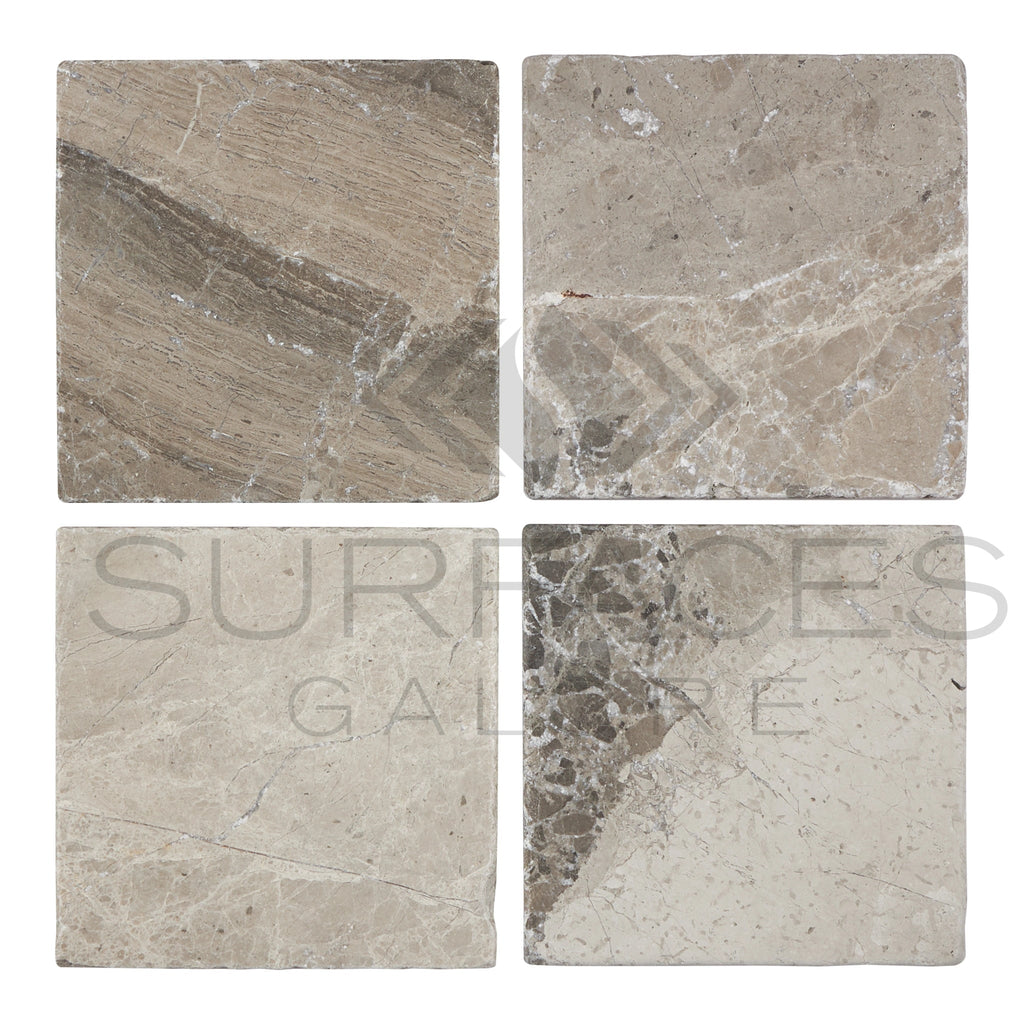 Tundra Gray 12X12 Marble Tumbled - SurfacesGalore