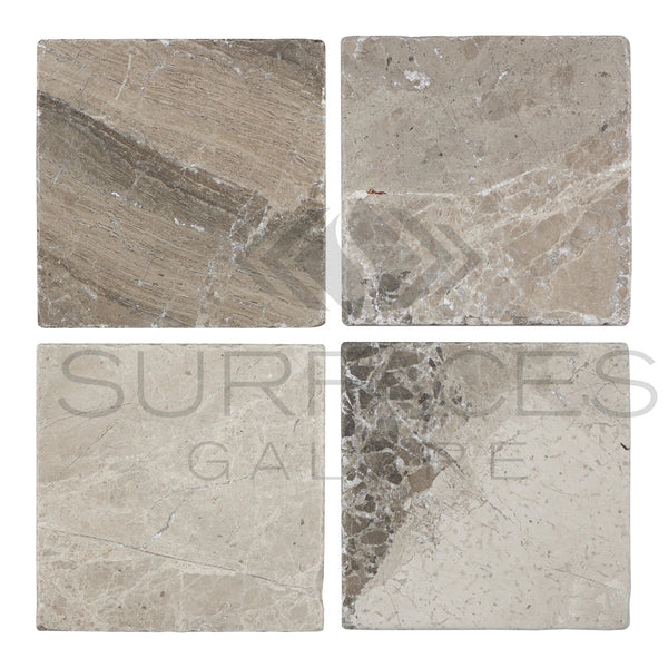 Tundra Gray 12X12 Marble Tumbled - SurfacesGalore