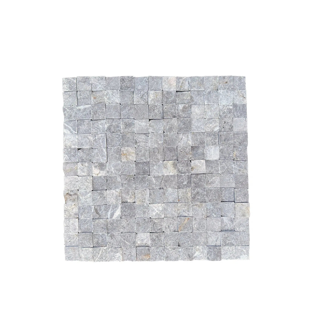 Tundra Gray 1X1 Marble Mosaic Split - Faced - SurfacesGalore