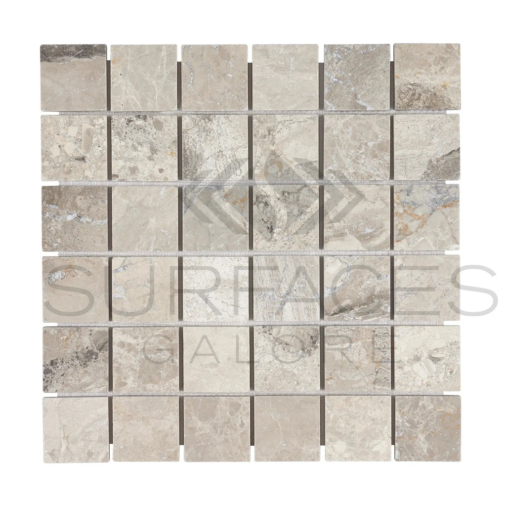 Tundra Gray 2X2 Marble Mosaic Tumbled - SurfacesGalore