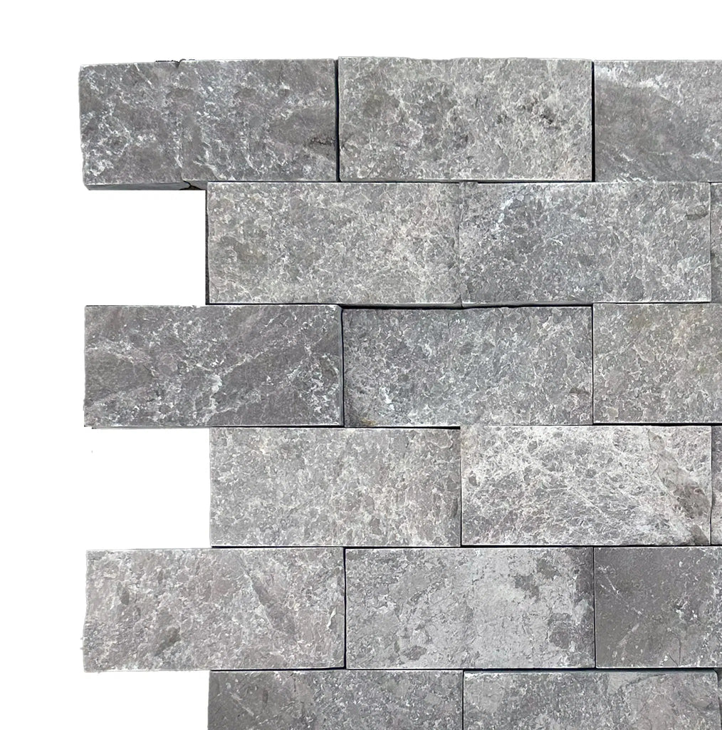 Tundra Gray 2X4 Marble Mosaic Split - Faced - SurfacesGalore