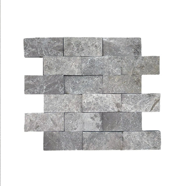 Tundra Gray 2X4 Marble Mosaic Split - Faced - SurfacesGalore