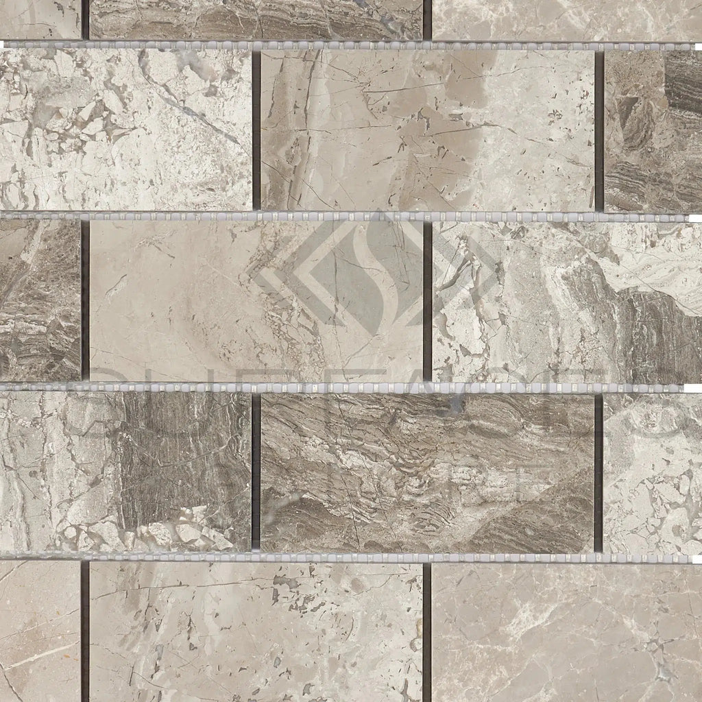 Tundra Gray 2X4 Marble Mosaic Tumbled