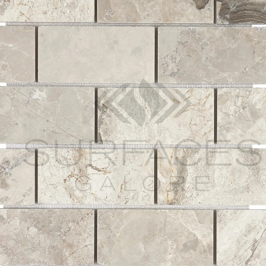 Tundra Gray 2X4 Marble Mosaic Tumbled