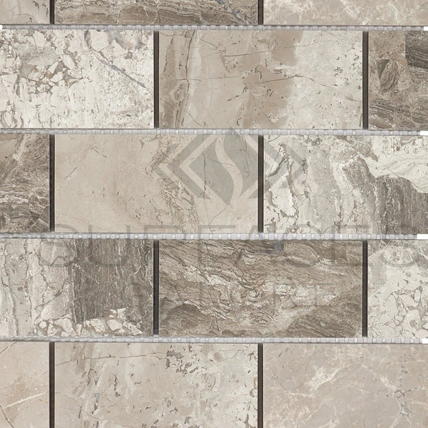 Tundra Gray 2X4 Marble Mosaic Tumbled - SurfacesGalore