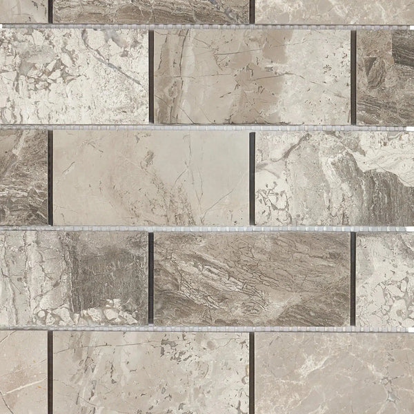 Tundra Gray 2X4 Marble Mosaic Tumbled