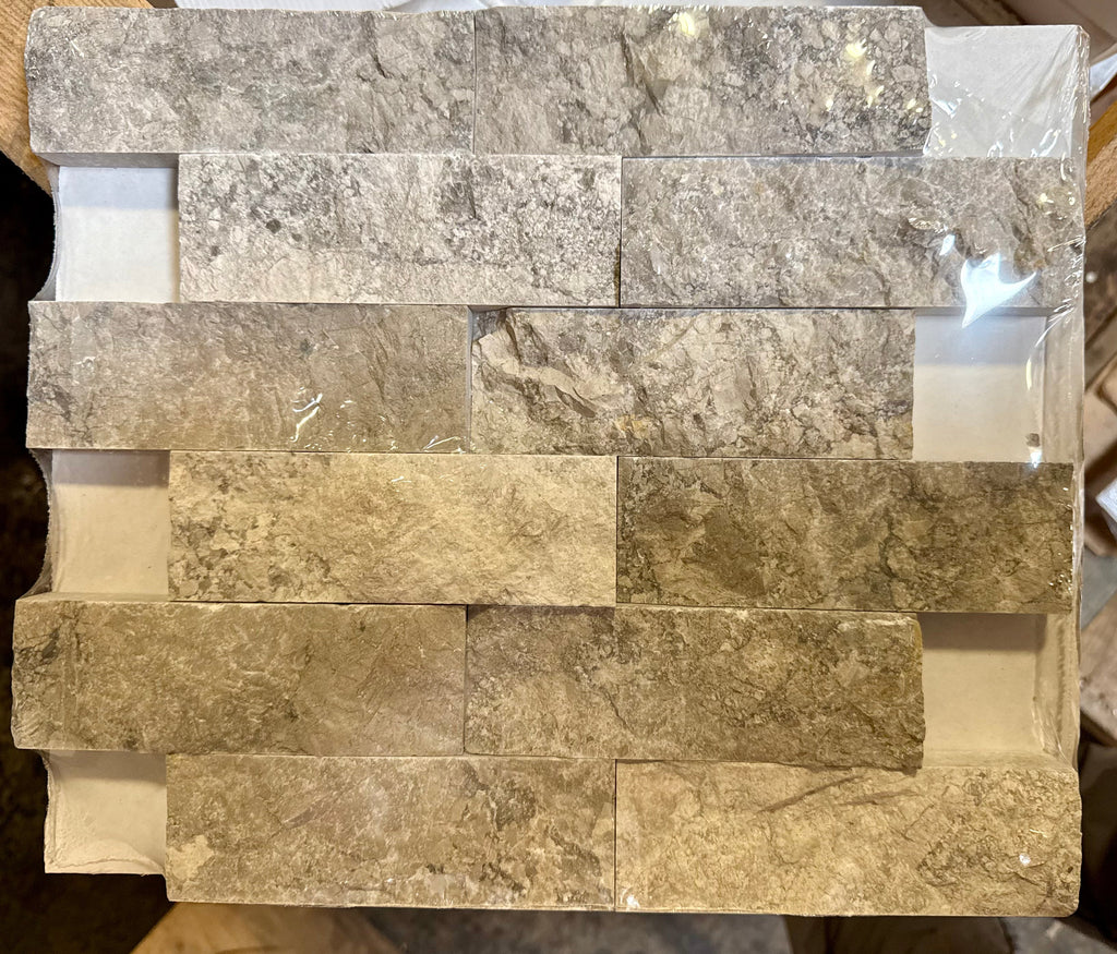 Tundra Gray 2X6 Marble Mosaic Split-Faced