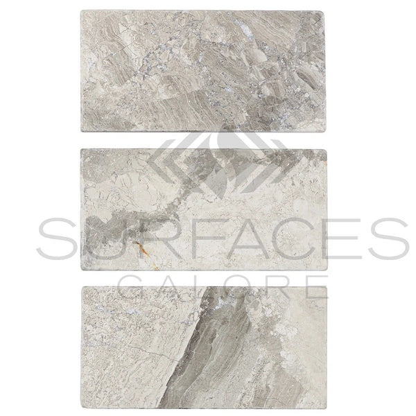 Tundra Gray 3X6 Marble Tumbled - SurfacesGalore