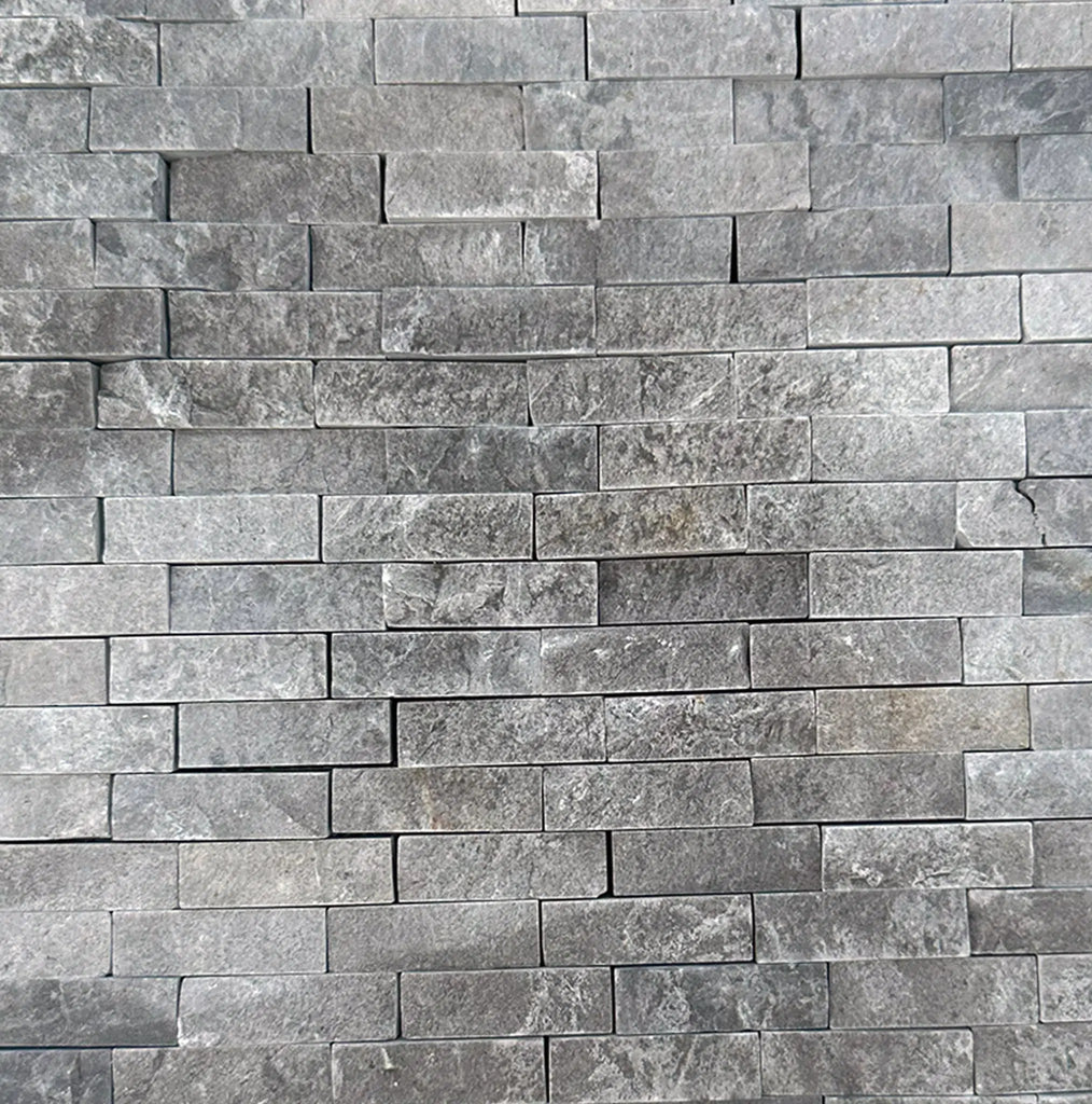 Tundra Gray 5/8X2 Brick Marble Mosaic Split - Faced - SurfacesGalore