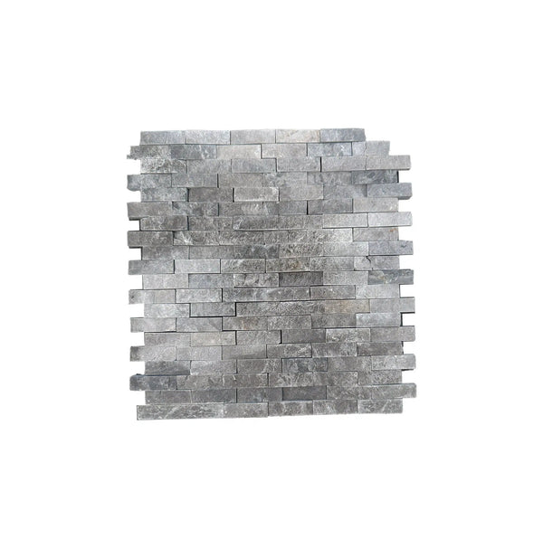 Tundra Gray 5/8X2 Brick Marble Mosaic Split - Faced - SurfacesGalore