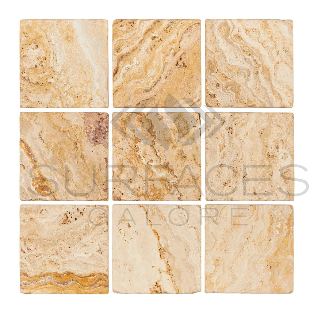 Valencia Travertine 12X12 Filled and Honed - SurfacesGalore