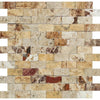 Valencia Travertine 1X2 Brick Mosaic Split - Faced - SurfacesGalore