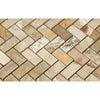 Valencia Travertine 1X2 Herringbone Mosaic Tumbled - SurfacesGalore