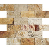 Valencia Travertine 2X4 Brick Mosaic Split Faced - SurfacesGalore