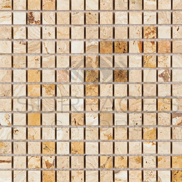 Valencia Travertine 5/8X5/8 Mosaic Tumbled - SurfacesGalore