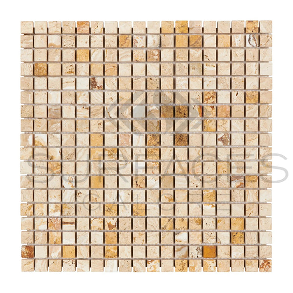 Valencia Travertine 5/8X5/8 Mosaic Tumbled - SurfacesGalore