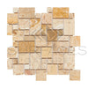 Valencia Travertine OPUS Mini-Pattern (4 pcs.) Mosaic (Interlocking) Mosaic Tumbled