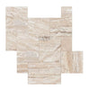 Valerenga Premium Travertine 4 pcs Versailles Pattern/French Pattern Set Unfilled and Brushed - Chiseled - SurfacesGalore