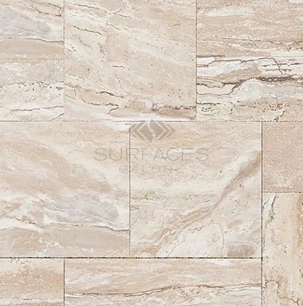 Valerenga Travertine 4 pcs Versailles Pattern/French Pattern Set Unfilled, Brushed and Chiseled