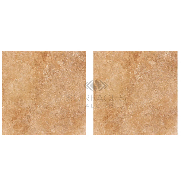 Walnut Travertine 12X12 Filled and Polished - SurfacesGalore