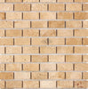 Walnut Travertine 1X2 Brick Mosaic Tile Tumbled - SurfacesGalore