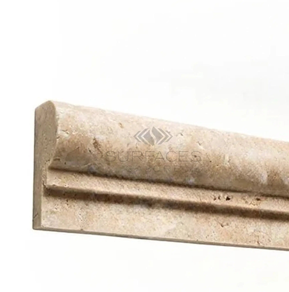 Walnut Travertine 2X12 OG - 1 (Single - Step Chair Rail Trim) Liner - SurfacesGalore