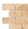 Walnut Travertine 2X4 Brick Mosaic Tile Tumbled - SurfacesGalore