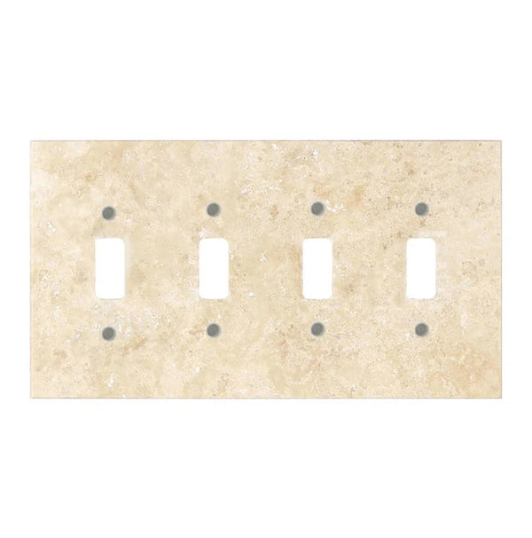 Walnut Travertine	4 Gang TOGGLE Switch Wall Plate/Cover Plate/Switch Plate