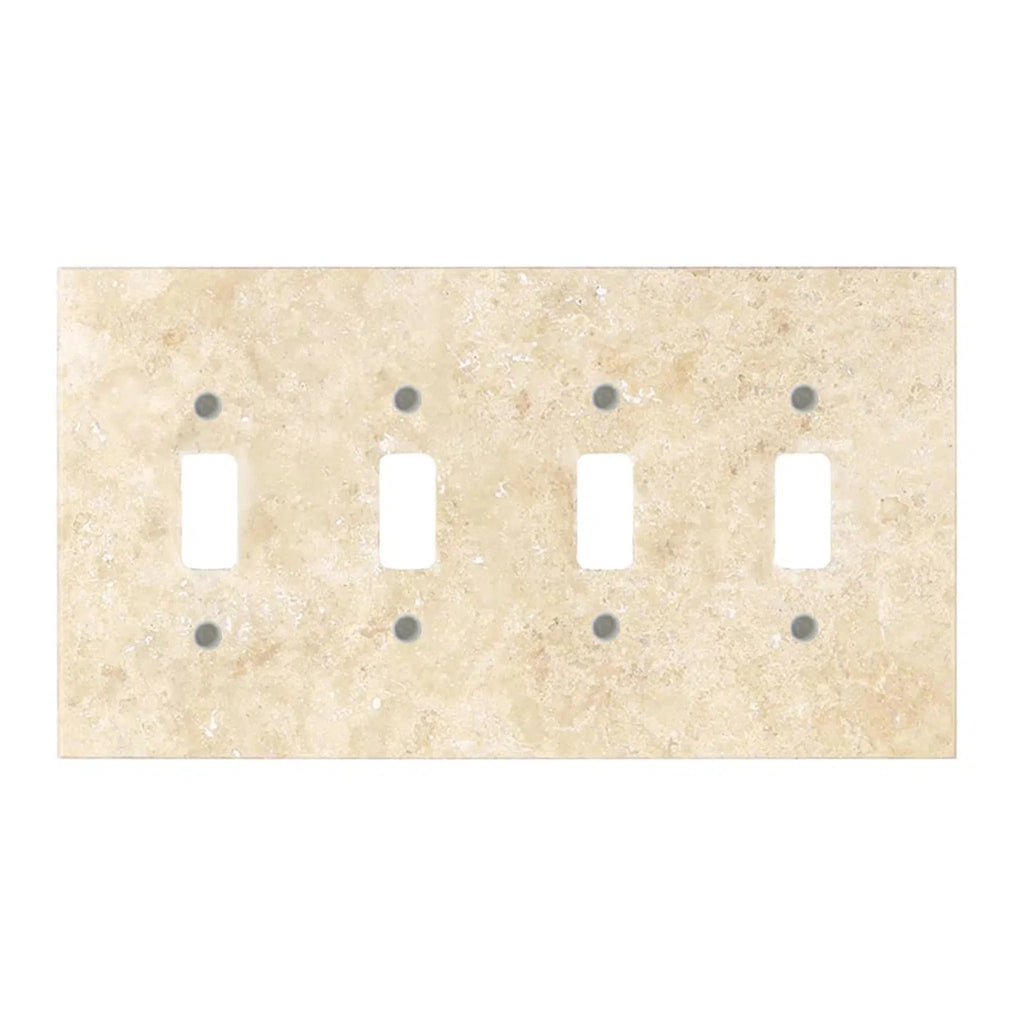 Walnut Travertine 4 Gang TOGGLE Switch Wall Plate/Cover Plate/Switch Plate