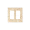 Beige Walnut Travertine Dual Rocker Switch Plate Cover from SurfacesGalore, featuring a natural stone texture and two rectangular openings, resembling a marble wall plate.