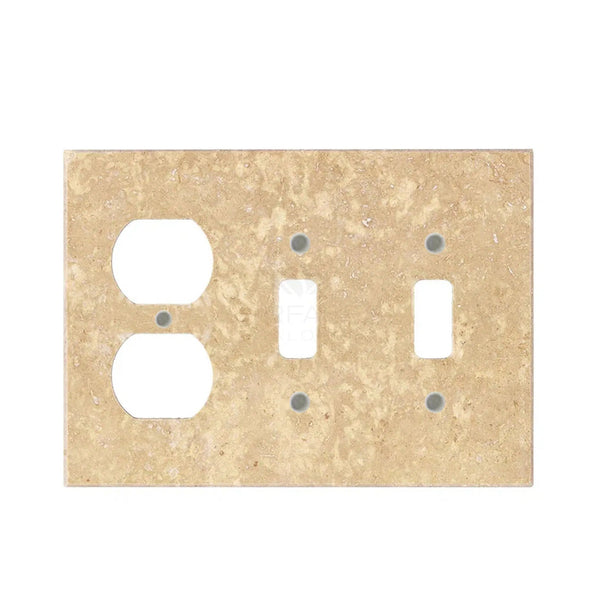 A Walnut Travertine Double TOGGLE - DUPLEX Switch Wall Plate/Cover Plate/Switch Plate from SurfacesGalore.