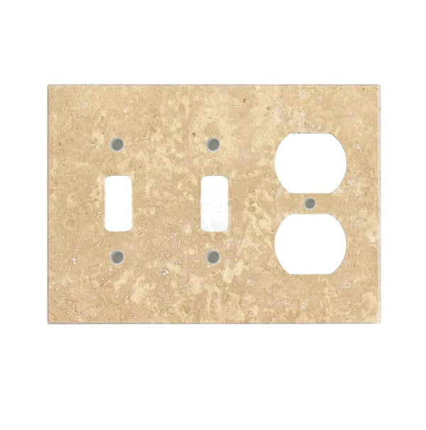 A Walnut Travertine Double TOGGLE - DUPLEX Switch Wall Plate/Cover Plate/Switch Plate from SurfacesGalore.